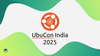 the logo for ubuntu india loco is in the middle (a combination of ubuntu's logo and the ashoka chakra from the indian flag), with ubucon india 2025 written below it