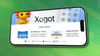 there is a horizontal illustration of an iphone device showing a landscape screenshot of xogot in it