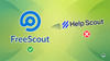 the blue-colored logo for freescout is on the left with a green tickmark below it, on the right is help scout's dark blue-colored logo with a red cross mark below it