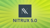 nitrux logo on top, nitrux 5.0 written below in dark gray