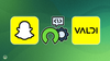 the snapchat logo is shown on the left, with some elements to show open source and code in the middle, and the valdi project logo on the right