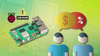 a picture of the raspberry pi 5 is placed on the left with 1gb ram written above it, on the right are two people discussing pricing