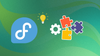 the fedora logo sits on the left with an idea light bulb over it, on the right are some colored puzzle pieces and a gear