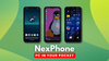 against a green background, there is a 3-collage arrangement of the nexphone, with nexphone and pc in your pocket written in white below that