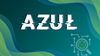 the white colored azul logo with a distortion look is in the center, and on the bottom-right is an illustration depicting a malware