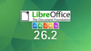 libreoffice logo on top, 26.2 written below in white