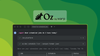 oz logo is on top, below that is a terminal screenshot that shows oz in action, the background is mixed shades of green