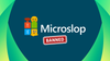 an illustration that shows a satirical microsoft logo in the middle that says microslop, and a red-colored "banned" textbox below that