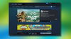 a screenshot of steam is in the middle against a mixed blue/green gradient background