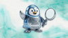 in this white/blue picture, there is a robotic blue-colored penguin carrying a magnifying glass, with this written on its torso: clanker penguin t1000, linux kernel debugging unit