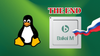 on the left is tux, the mascot penguin of linux, on the right "the end" is written in red above, with a baikal m cpu is placed below, and a ribbon-style russian flag flying out of it
