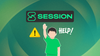 session logo is on top, below it is an illustration of a boy asking for help