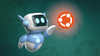 a floating robot is seen reaching out to a glowing ubuntu logo in this illustration