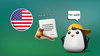 u.s. flag inside a circle on left, an illustration showing age verification legislation in the middle, a penguin with a cap on on the right, saying "i'm safe"