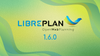 the blue/black libreplan logo is placed in the middle with its tagline saying "openwebplanning," below that 1.6.0 is written in blue