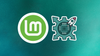 linux mint logo on left, on the right is a funky-looking illustration depicting a microprocessor and rocket inside circle