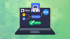 a laptop is placed in the middle showing some graphical elements related to ai and internet, the linux foundation logo is one of them
