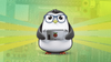 a penguin holding a handheld with the raspberry pi logo embedded in it is shown at the center of this picture, the background is a raspberry pi 5 board