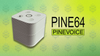 pine64's pinevoice smart speaker is shown on the left, on the right is some text