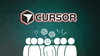 cursor logo with a red/white glow is on the top, below is a group of worried people