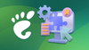 gnome logo and an illustration depicting a computer monitor with certain elements attached to it