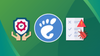 illustration of a hand propping up a shield (left), gnome logo (center), illustration of ai-powered bug reports with a bug (right)