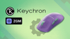 keychron and zgm logos on left, picture of the upcoming keychron g6 he on the right