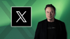 x logo on left, a picture of elon musk on right