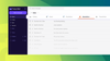 a proton mail inbox screenshot is placed against a mixed-green background, it is showing the new categories feature
