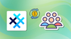a banner that shows the simplex chat logo, and two illustration depicting the transfer or money and a group of people