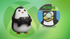 a gamer penguin is shown standing with a xbox series x controller in its flippers (left) near the multi-color, cd-themed xodus logo (right)