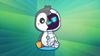A half natural, half robot penguin is shown sitting in the middle of this picture.