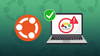 ubuntu logo and a laptop illustration are shown against a dark green background
