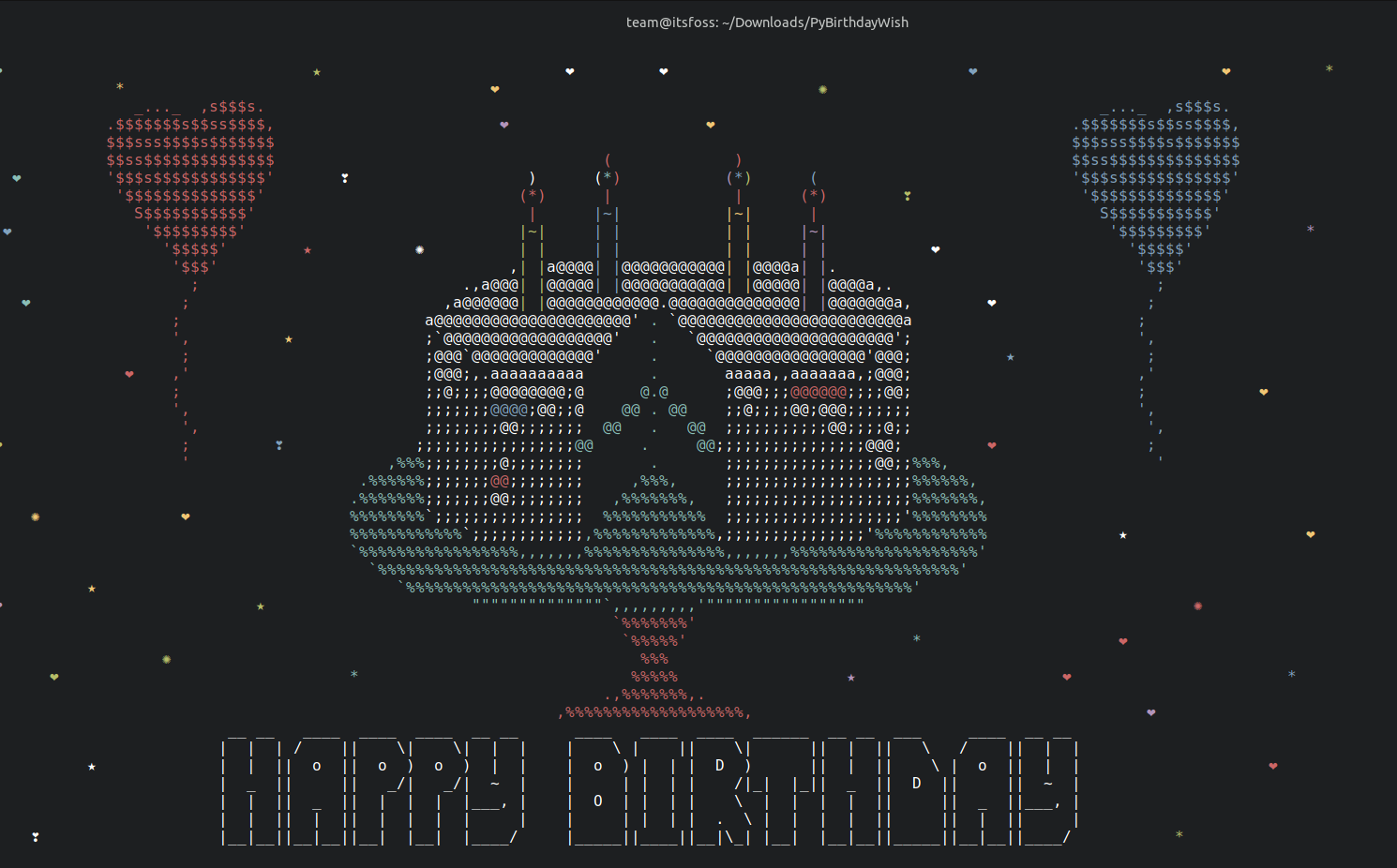 Linux Bb Animation Display Animated ASCII Birthday Wish in Linux Terminal 🎂