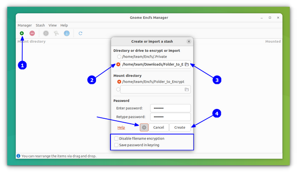 Create an Encrypted Folder using GNOME Encfs Manager