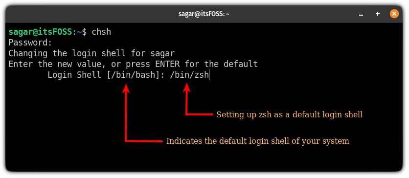 set zsh as a default login shell in ubuntu