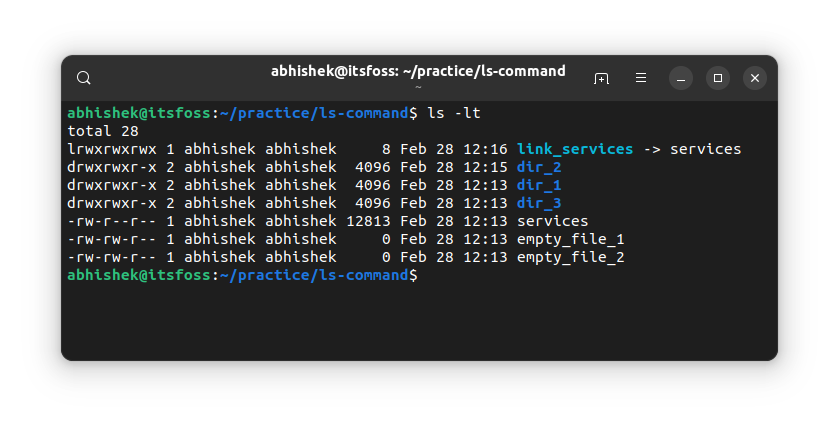 Sort files on modified time in Linux