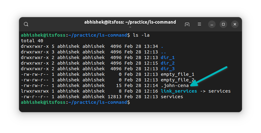 Show hidden files with ls command in Linux