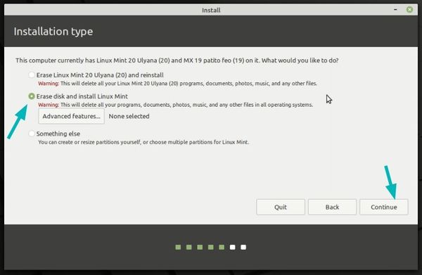 Erase and Install Linux Mint