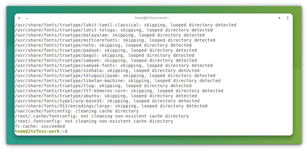 Update the font cache in terminal