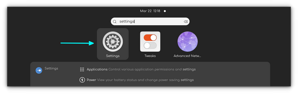 Open system settings from Ubuntu Activities Overview