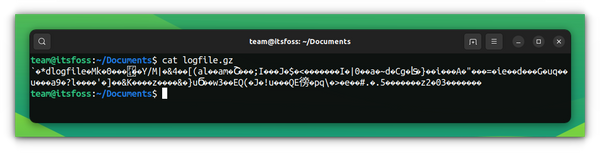 The random text resut shown, while we try to view a gzipped log file using regular cat command