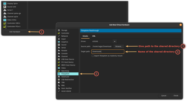 create shared folder in qemu