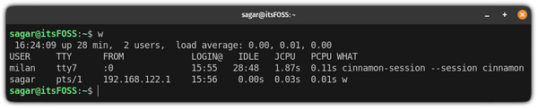 Show Logged in Users on Linux