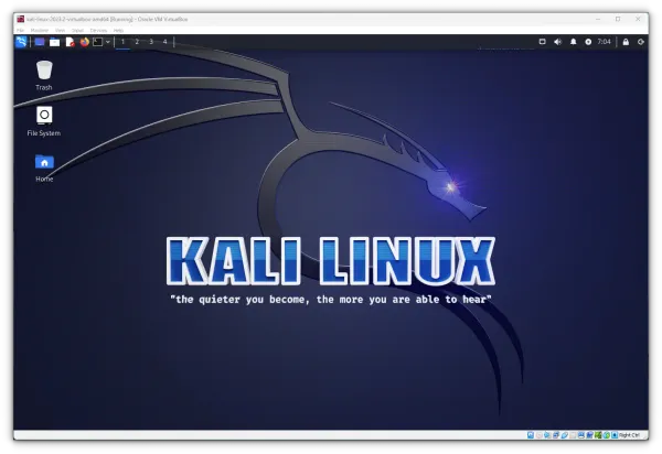 Kali Linux is running inside VirtualBox