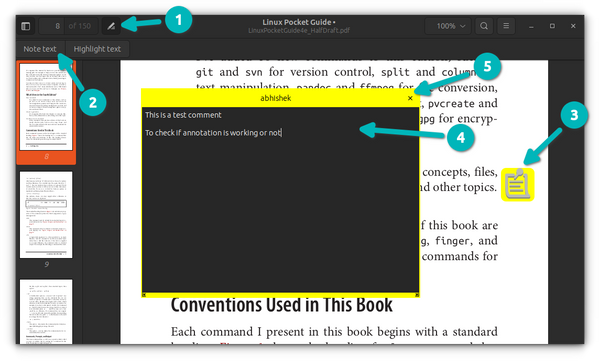 Adding comments in PDF using GNOME