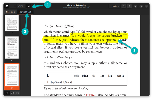 Highlight selected text in PDF files using GNOME