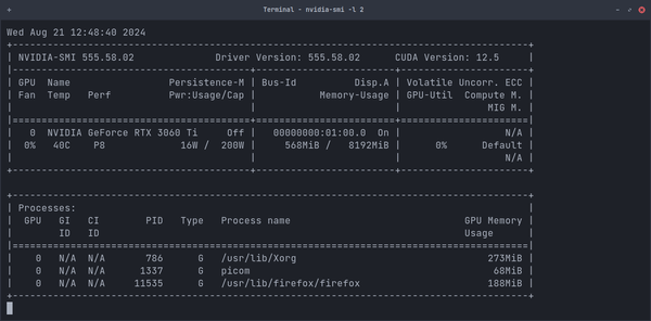 nvidia-smi screenshot