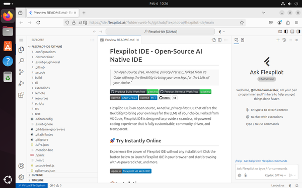 Flexpilot is an Open Source IDE for AI-Assisted Coding Experience 🚀
