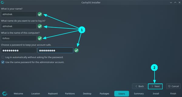 Enter user credentials like username, password, computer name. Once entered, click Next.